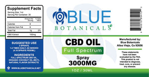 Pure CBD Oil Full Spectrum Spray 3000mg