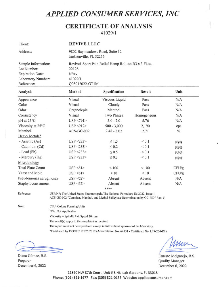 Revive1 - R3 Sport Pain Relief Hemp Roll On
